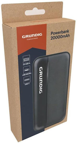 Grundig Power Bank 20000mAh με 2 Θύρες USB-A Μαύρο