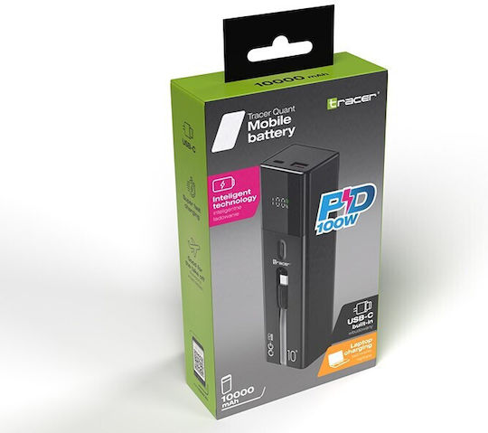 Tracer Power Bank 10000mAh 100W με Θύρα USB-A και Θύρα USB-C Μαύρο