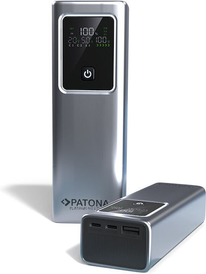 Patona Luxury One Power Bank 20000mAh 100W with USB-A Output Port and 2 USB-C Output Ports Power Delivery Quick Charge Grey
