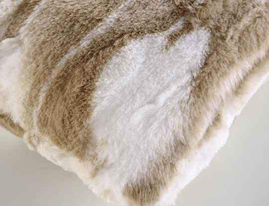Douceur d'Intérieur Sofa Cushion Made of White Furry 45x45cm