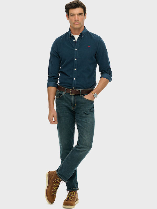 Classic Long-sleeved Corduroy Shirt Blue