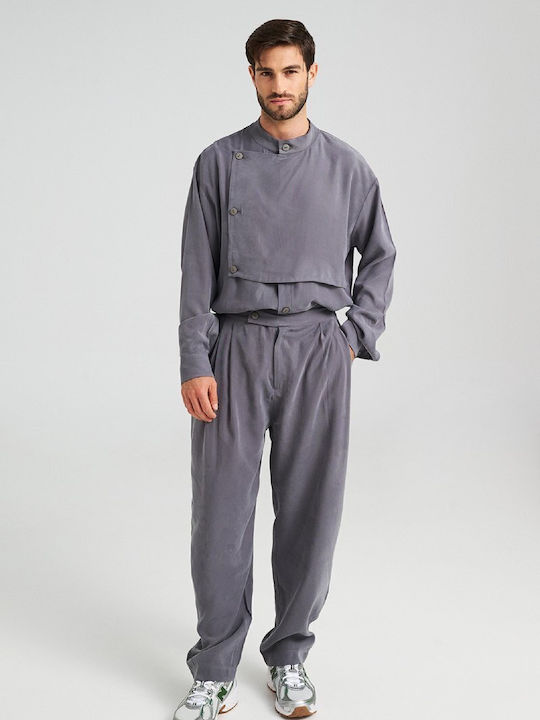 Long-sleeved Shirt in Wide Line Grey