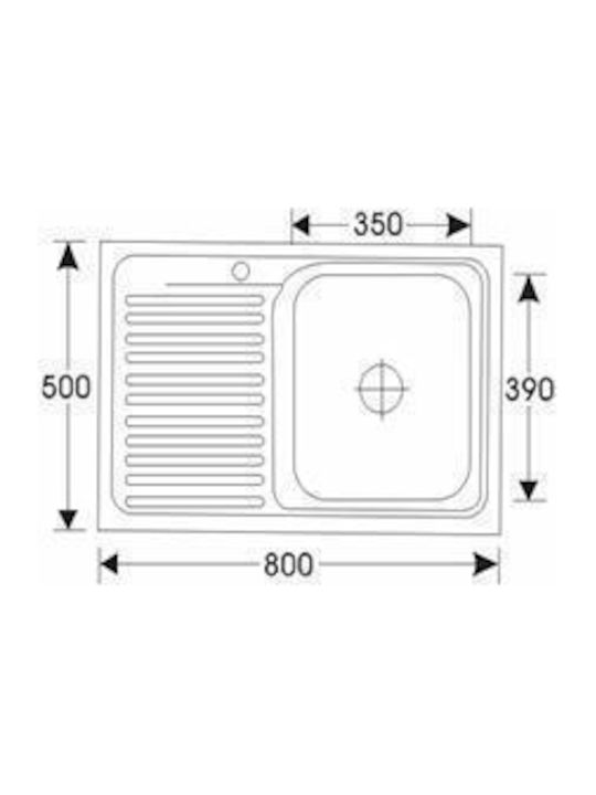 Επικαθήμενος Νεροχύτης Inox Μ80xΠ50cm Ασημί