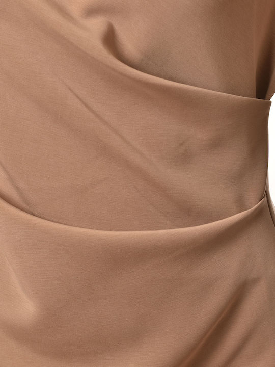 Mini Φόρεμα για Γάμο / Βάπτιση Taupe Μπεζ