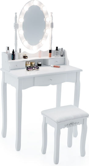 Costway Makeup Dressing Table White 75x40x143.5cm