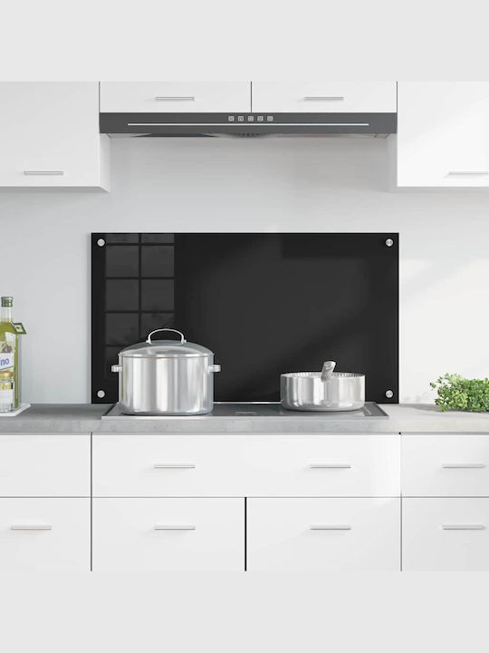 Vidaxl Kitchen Back Panel Black 90 x 50 x 0.8 cm Tempered Glass