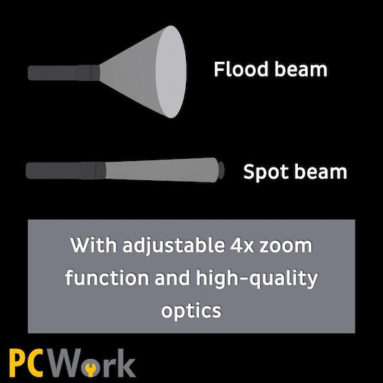 Pcwork Rechargeable Flashlight LED IPX4 with Maximum Brightness 650lm