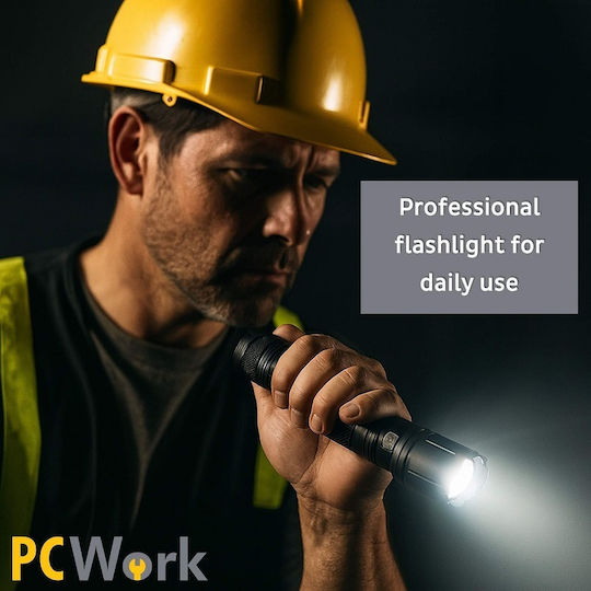 Pcwork Rechargeable Flashlight LED IPX4 with Maximum Brightness 650lm