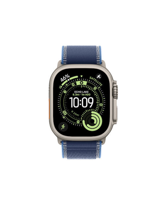 Apple Trail Loop 49mm Bright Blue Natural Titanium Finish S M