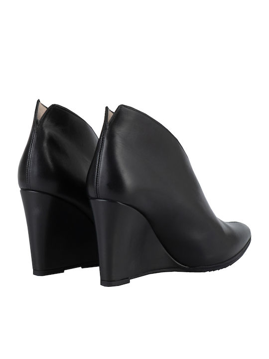 Leder Stiefeletten Damen Schwarz
