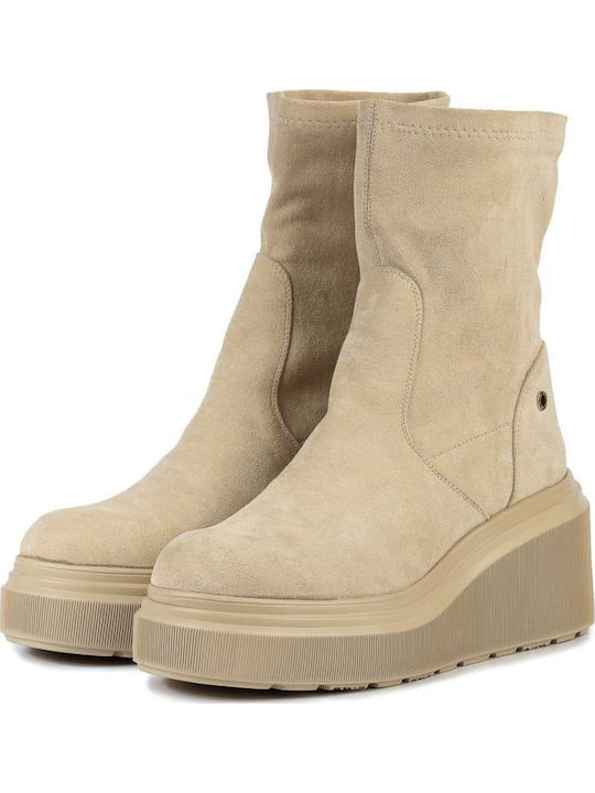 Wildleder Stiefeletten Damen Beige
