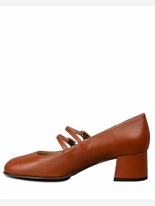 Leder Pumps Tabac Braun
