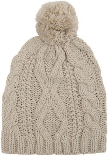 Beanie Unisex Σκούφος Πλεκτός σε Εκρού χρώμα