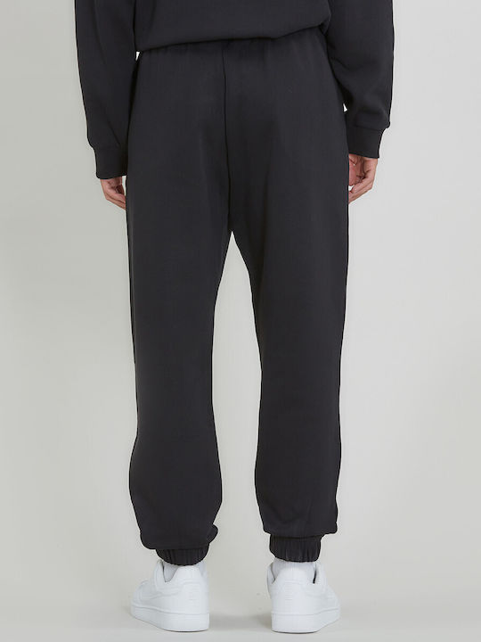 Παντελόνι Φόρμας με Λάστιχο Fleece Μαυρο