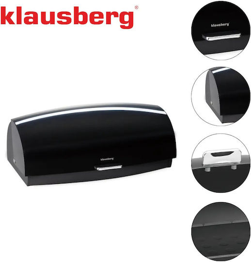 Klausberg Кутия за хляб Метал Черна 45x28.5x17см