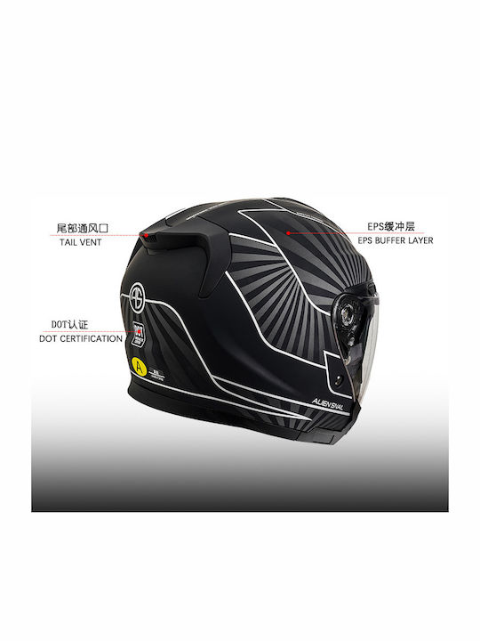Alien Snail R18 White/Black/White Motorradhelm Jet DOT mit Sonnenblende