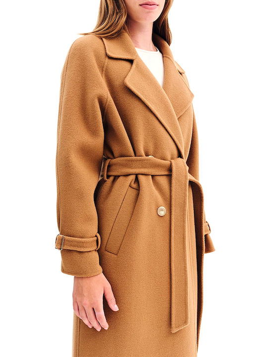 Women's Camel Coat with Belt