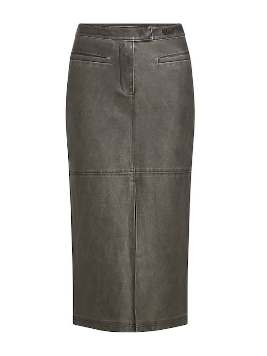 Denim Midi Skirt Black