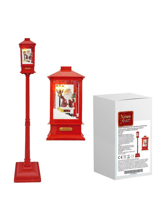 Ornament de Crăciun Lanternă Luminat cu Moș Crăciun Baterie 32x32x156cm 1buc