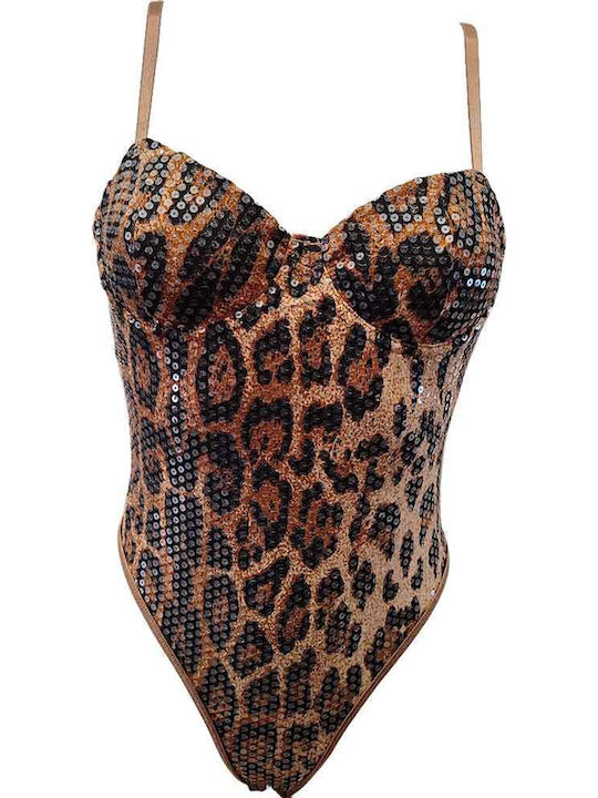 Κορμάκι String Modern Ocean Leopar Print Καφέ Αποχρώσεις Κορμάκι String Modern Ocean Leopar Print Καφέ Αποχρώσεις