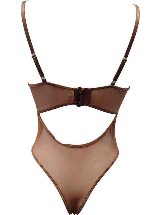 Κορμάκι String Modern Ocean Leopar Print Καφέ Αποχρώσεις