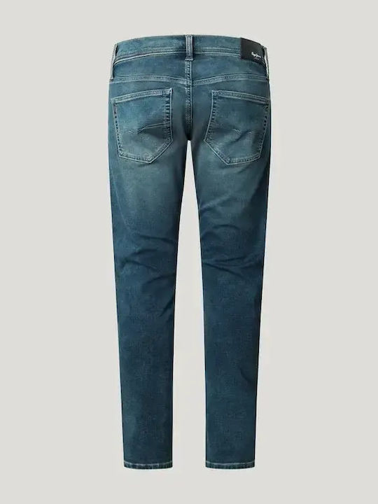 Track Men's Elastic Jeans Pants with Slim Straight Fit Blue