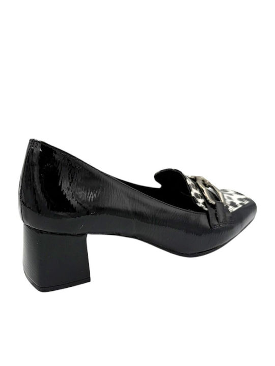 Heels with Chunky Medium Heel Black Zebra