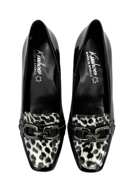 Heels with Chunky Medium Heel Black Zebra