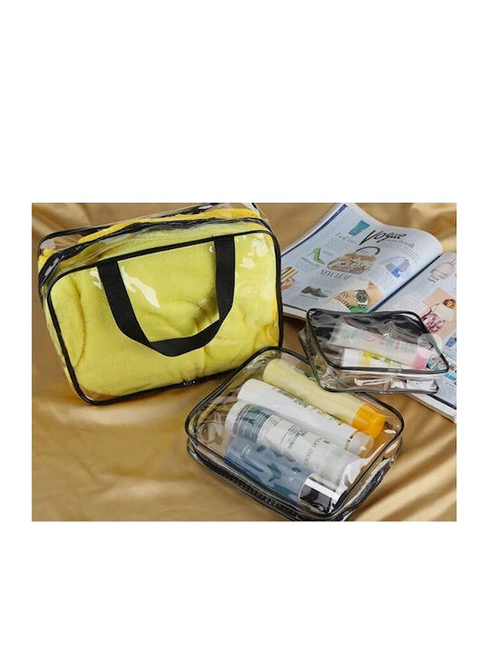 Set of Transparent Travel Toiletry Cosmetic Bags 3 Pieces Aria Trade
