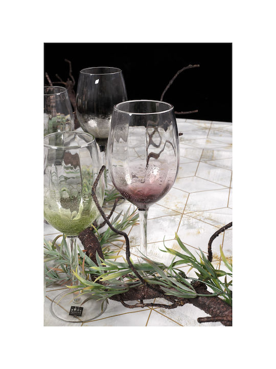 HFA Illusion Set of Glasses Water made of Glass in Purple Color Stemmed 550ml 6pcs