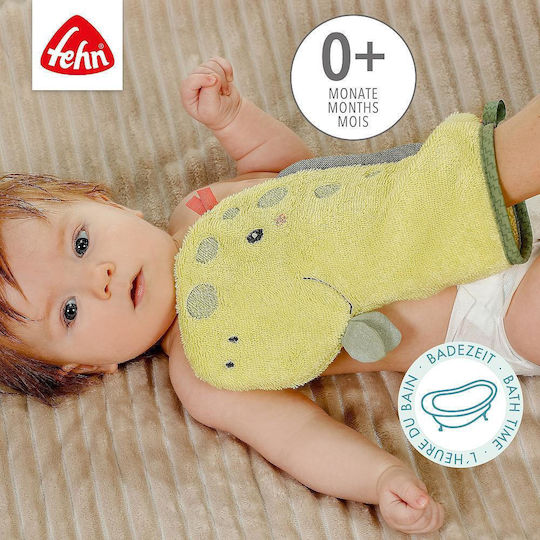 Fehn Baby Bath Glove Dino Yellow