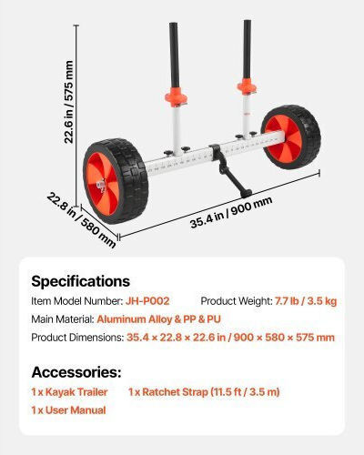 Vevor CZSPHTTC10INTL5QS001V0 Canoe & Kayak Trolley