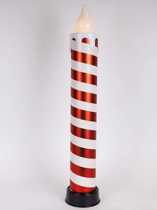 Beleuchtete Kerze 14x82cm Rote & Weiße Bewegung In Flamme Mit Batterien 3xaa Timer 6 Warme Weiße LEDs Ip44