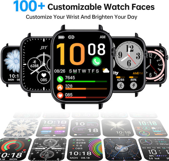 Oukitel V3 Smartwatch mit Pulsmesser (Schwarz)