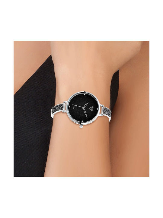 So Charm Women's Watch with Black Metal Bracelet