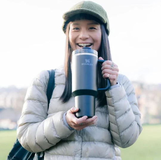 Stanley Quencher H2.0 FlowState Handled Tumbler Thermos Stainless Steel BPA Free 1.18lt Cranberry with Straw and Handle
