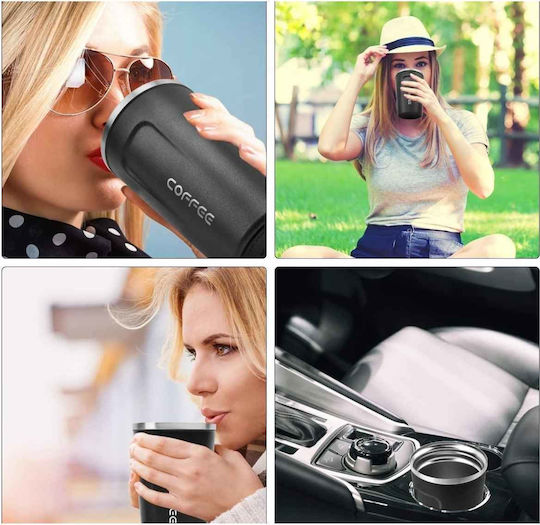 Uncle George Ποτήρι Θερμός Ανοξείδωτο BPA Free 510ml Επιστόμιο Μαύρο με Επιστόμιο