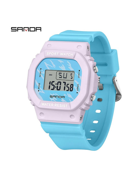 Sanda Kids Digital Watch with Rubber/Plastic Strap Blue