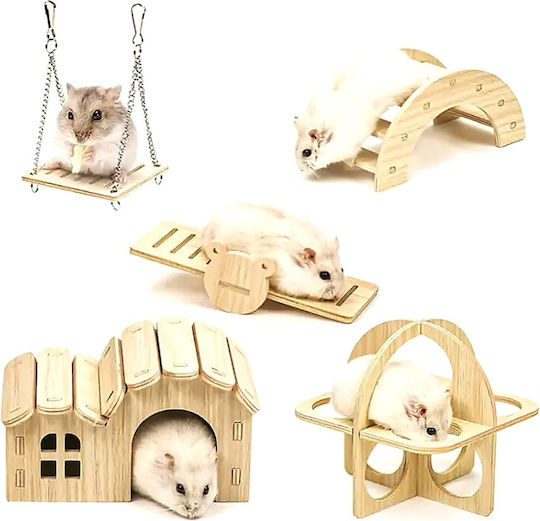 Дървена Двуетажна Вила с Балкон Hamster – М15,5xШ15,5xВ15,5см