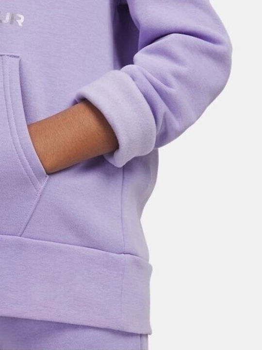 Fleece Lined Kids Sweatshirt With Hood And Pockets Purple Rival