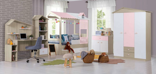 Kinder Schreibtisch aus Melamin Beige 112x149x62cm