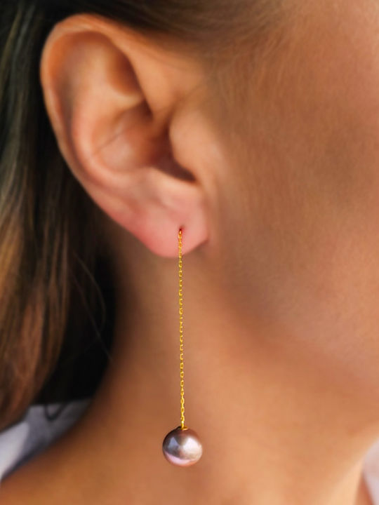 Ohrringe K18 Gold Lila Edison Perlen F126547