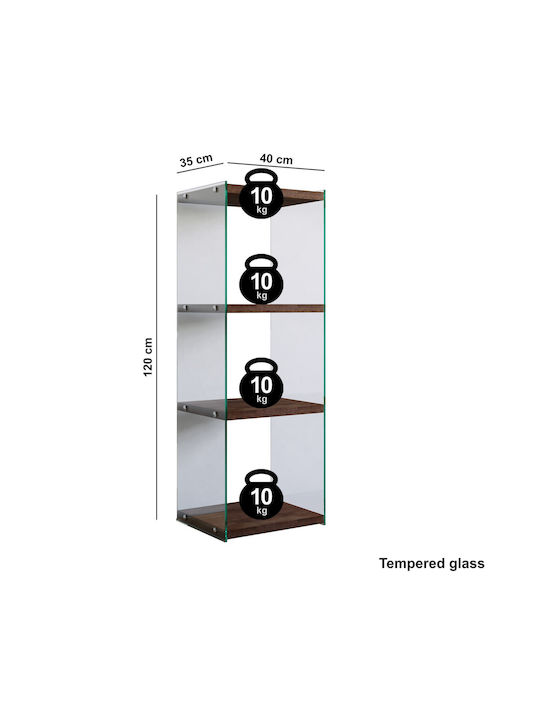 Walnut Bookcase 40x35x120cm