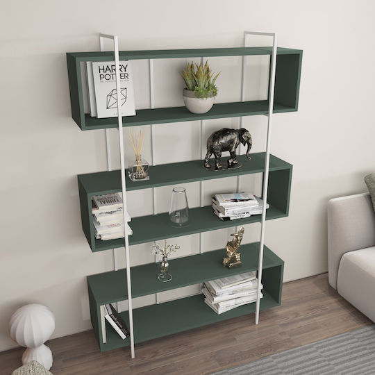 Bibliotecă Bruti Verde-Alb 120x29,6x180 cm