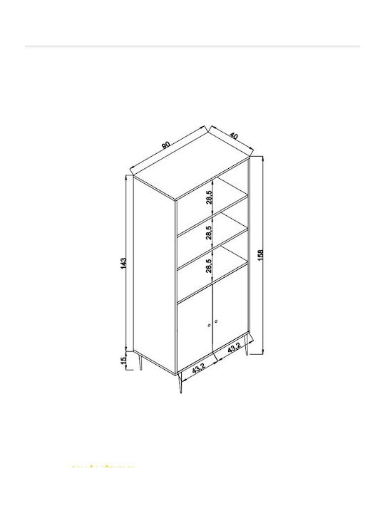 Βιβλιοθήκη Jut Oak 90x40x110εκ.