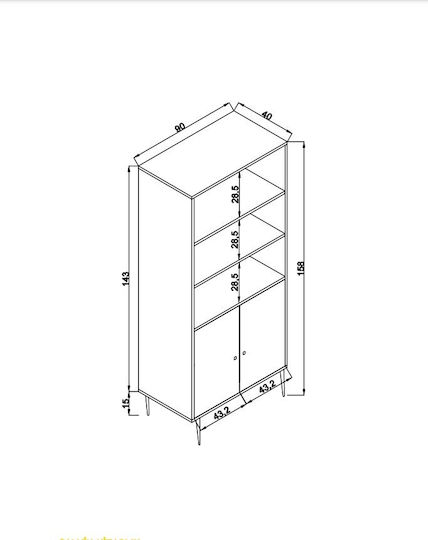 Jut Oak Bookcase 90x40x110cm