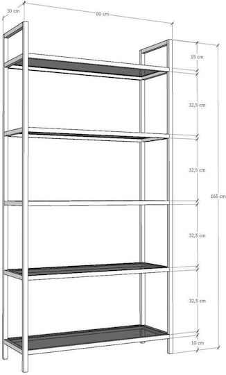 Bibliotecă Neagră 80x30x165 cm