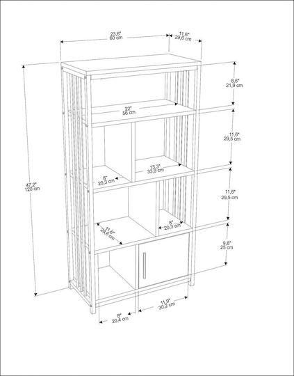 Bibliothek Valero Grün-Weiß 60x29.6x120cm