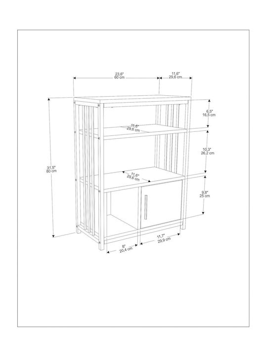 Bookcase Letos Green-Gold 60x29.6x80 cm