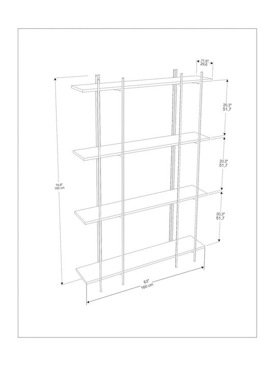 Bibliotecă Moss Verde-negru 160x29,6x180 cm